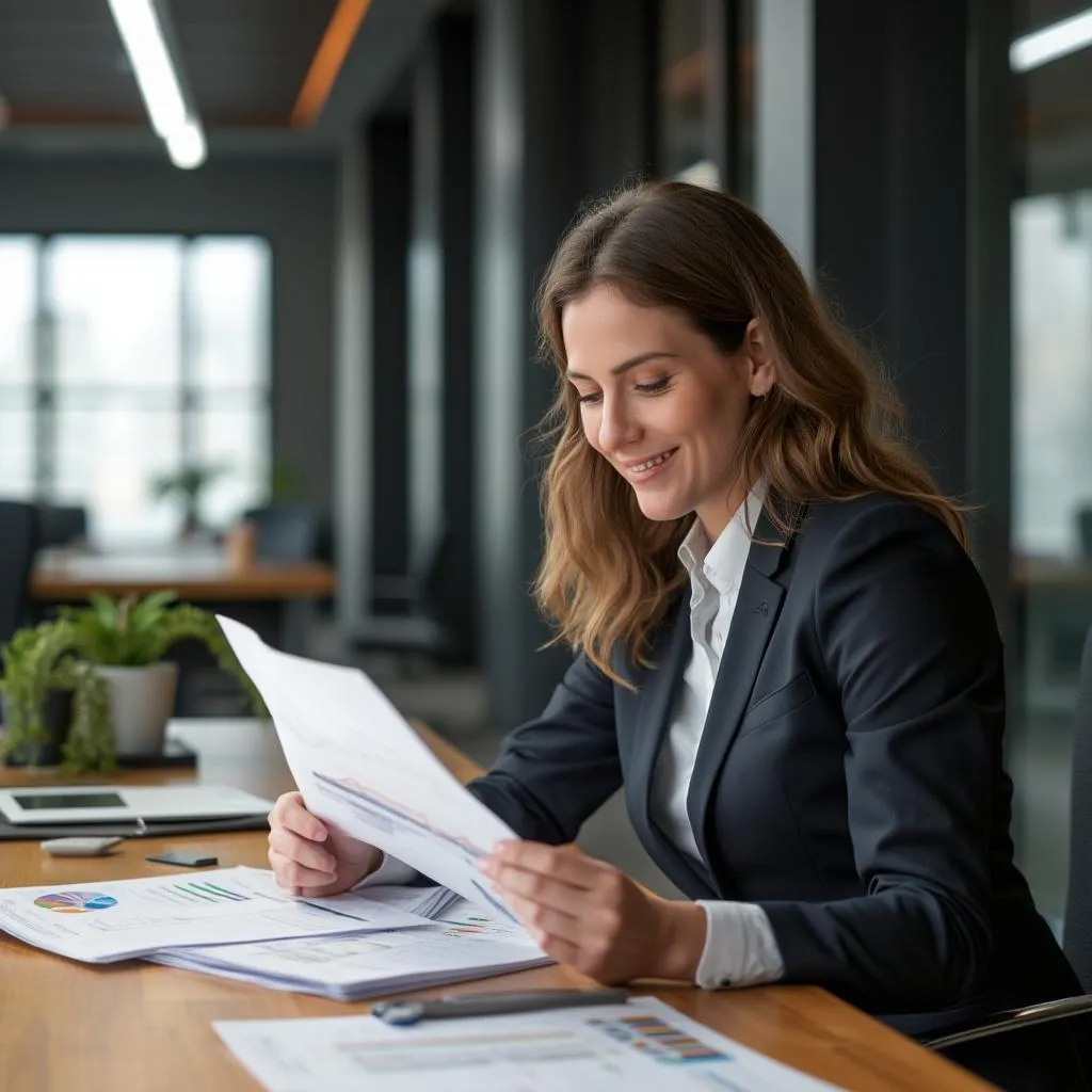 Professional investment advisor reviewing portfolio